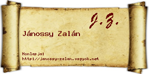 Jánossy Zalán névjegykártya